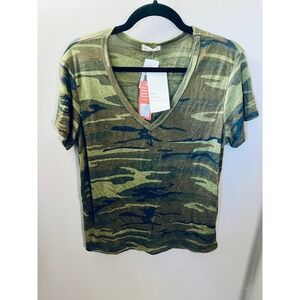 Alternative Apparel Womens Camo V-Neck Green Knit Jersey Tee XL NWT Army